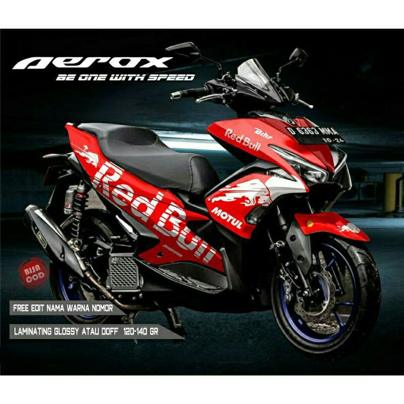 sticker decal aerox lama redbull merah simpel