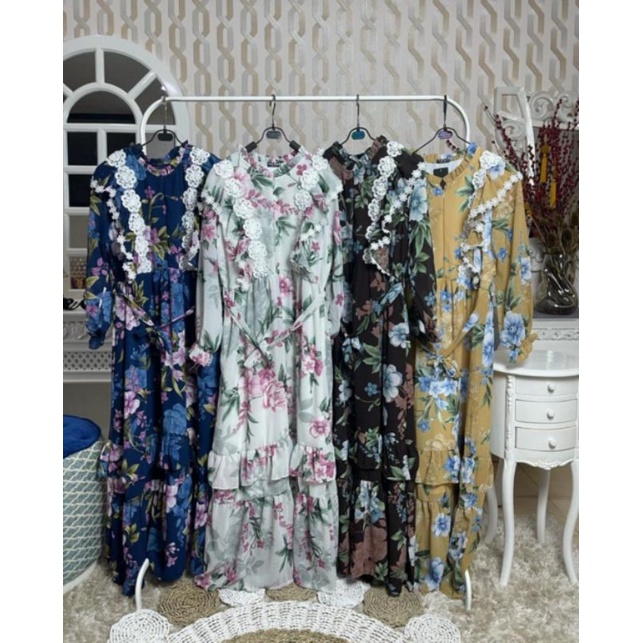 Maxi Meijiwang Gamis Lebaran Vintage Ceruty Koreana BKK Flow 890 Premium