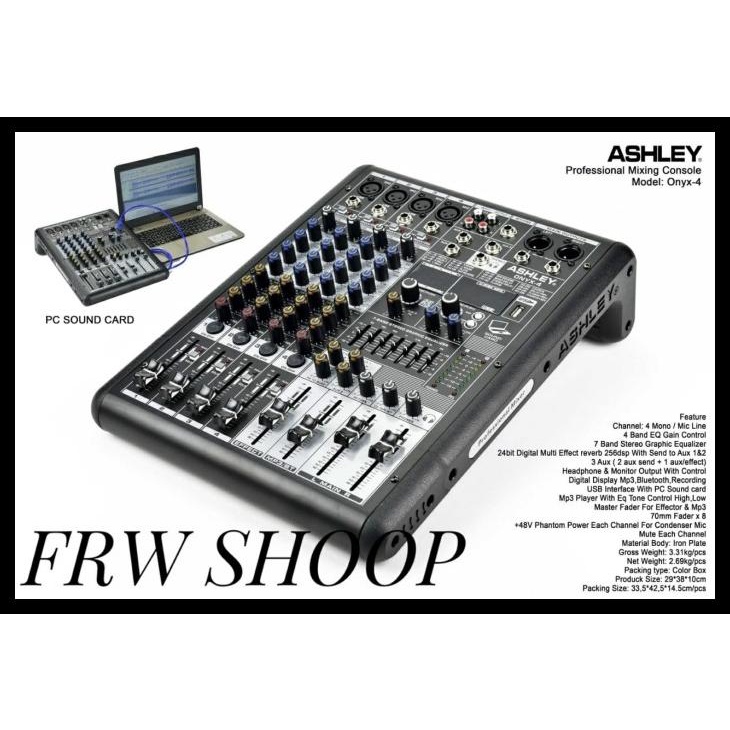Mixer Audio Ashley New Onyx 4/Onyx4/ Onyx-4 ( 4Ch,Usb,Bt)Connect To Pc Kode 584