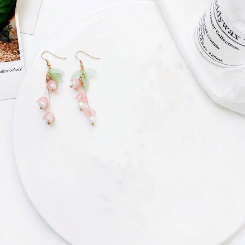 Hadiah Anting Wanita Agustinina Bunga Mutiara Prancis Peri Manis Gaya Korea Ear Drop