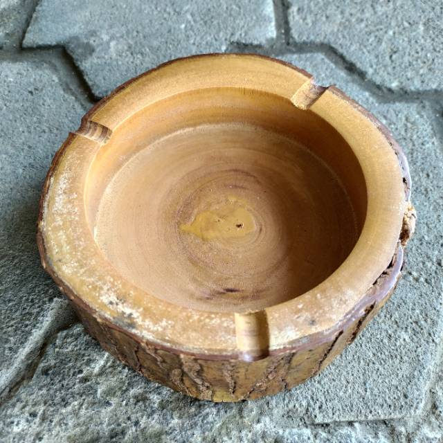 (BISA COD) ASBAK ROKOK KAYU NATURAL BATANG POHON UKURAN DIAMETER 15 CM - DEKORASI RUMAH