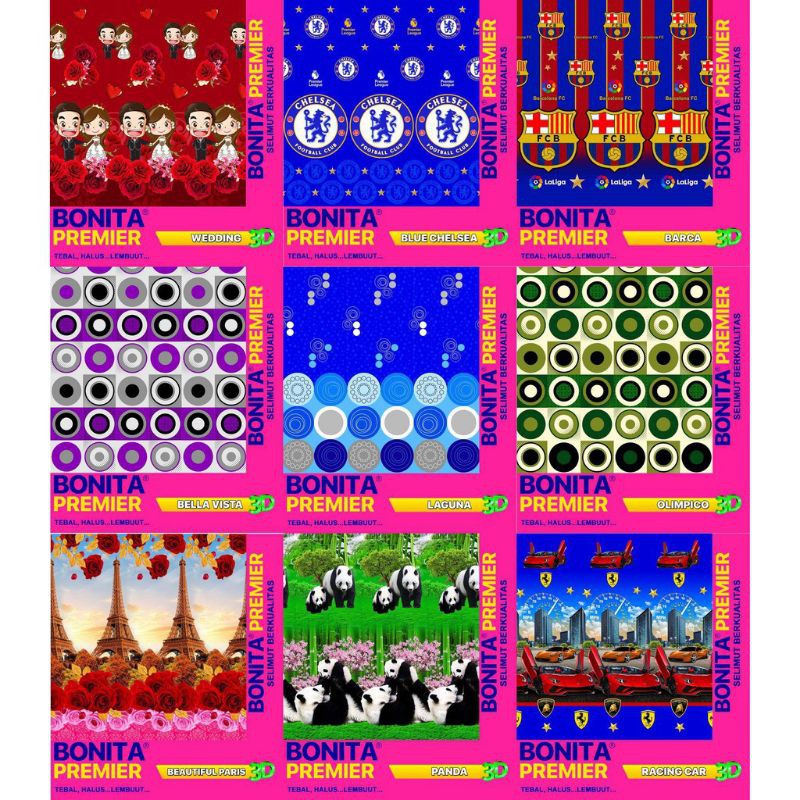 Selimut Bonita Premier Terbaru Original/selimut bulu bonita motif kembang motif karakter 100% ORI Bo