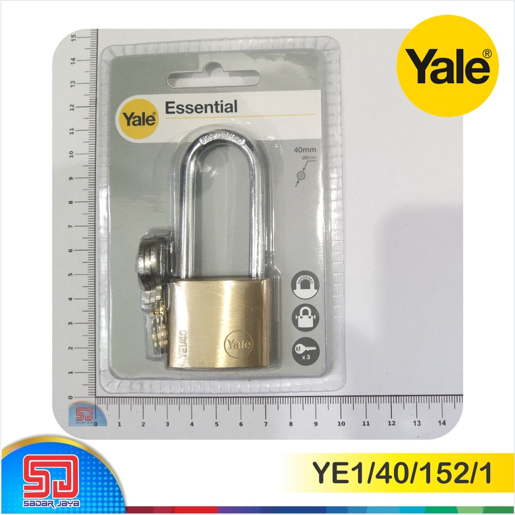 Yale YE1/40/152/1 Gembok Kuningan 40mm Leher Panjang 52mm Padlock Brass Material Hardened Steel