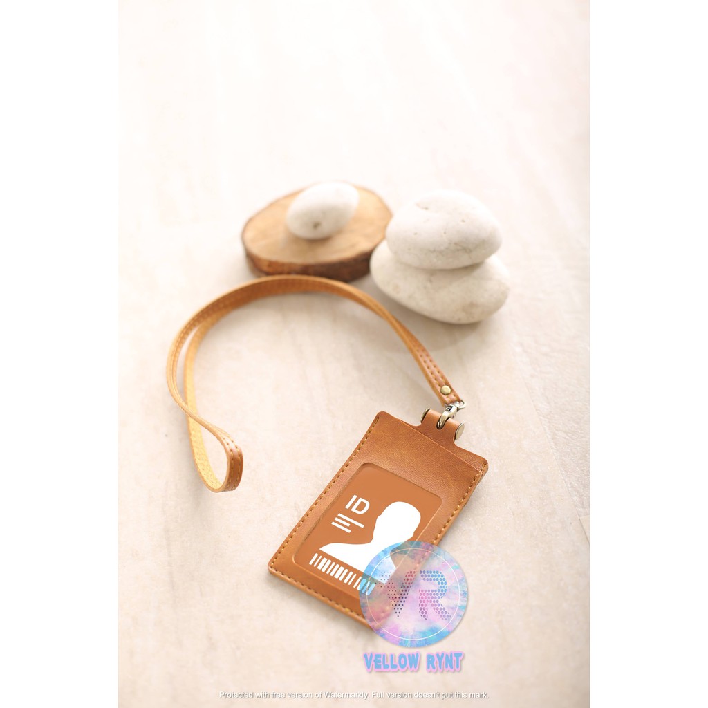 

Name Tag ID Card Holder Kulit Lanyard Harga Terjangkau Berkualitas PU Leather Name Tag Temboro