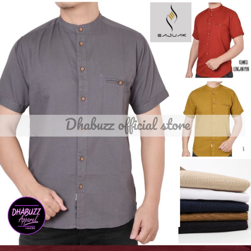 BAJU KEMEJA KOKO KEMKO PRIA LENGAN PENDEK SOFT COTTON FULL KANCING TERBARU ORIGINAL SAJUAK