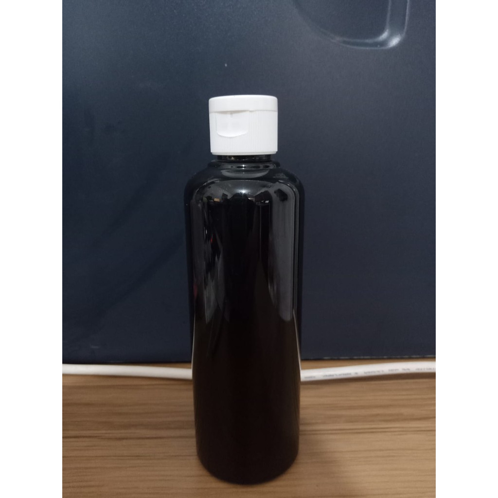 Botol Plastik PET 250ml BR Hitam Tutup Fliptop