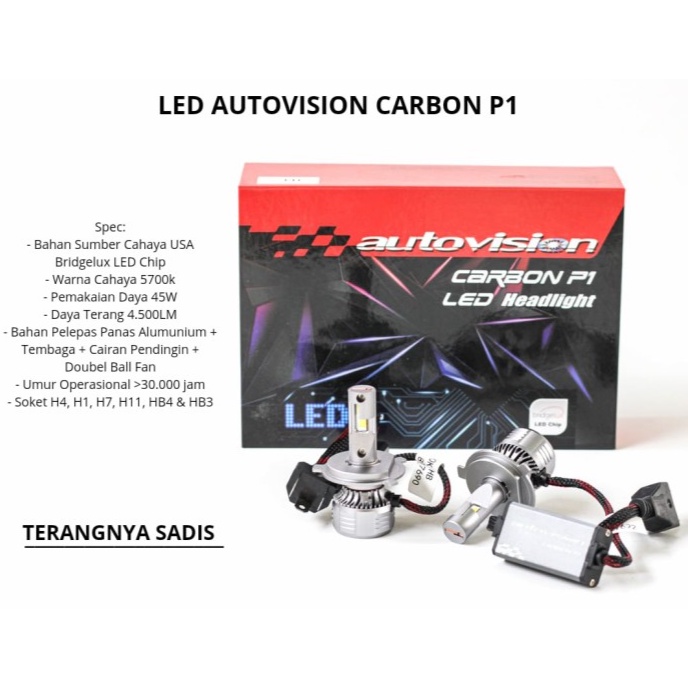 LED Autovision Carbon P1 H7 45 Watt 5700K