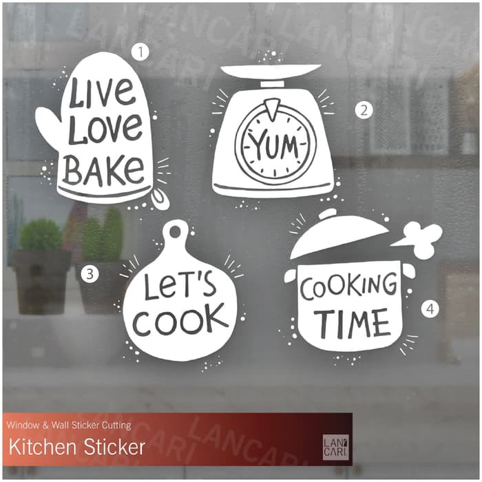 Sticker Cutting Dapur Kitchen alat Masak Decal Stiker Kaca Dinding