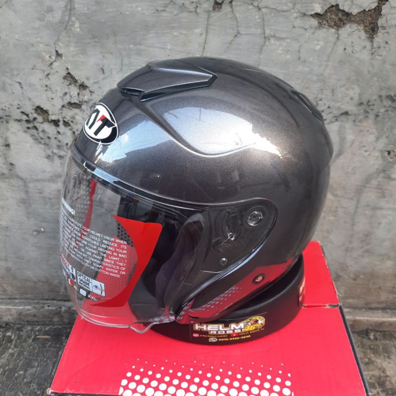 Helm KYT KYOTO Putih SOLID Hitam Merah Doff Gunmet Black Glossy Biru Doff Merah Ferarri Original KYT