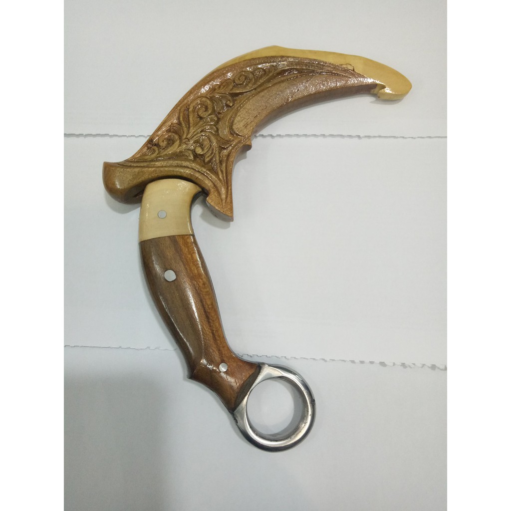 KARAMBIT 2 SISI / KRAMBIT UKIR KAYU BATIK BAYAR DI TEMPAT