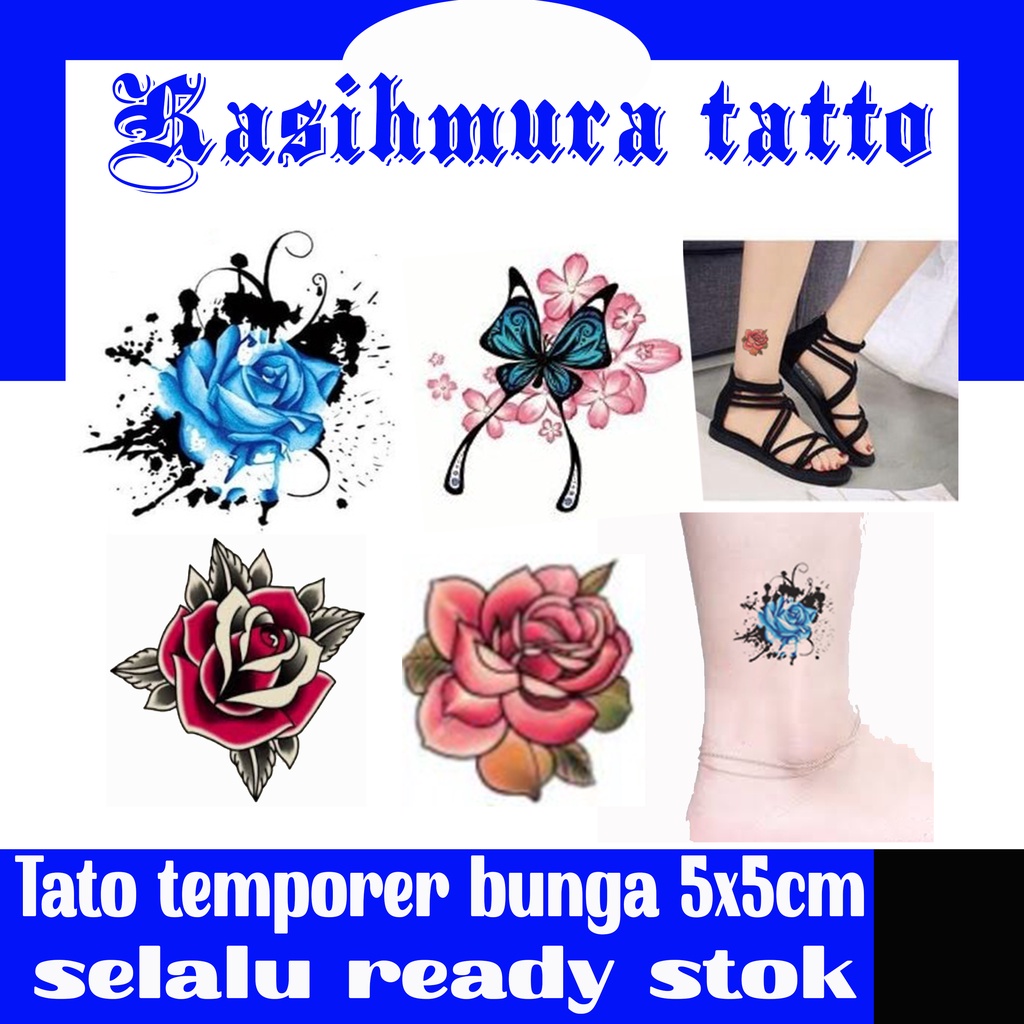 tato temporer bunga aesthetic simple untuk lengan tangan paha dada pinggang punggung leher anti air 