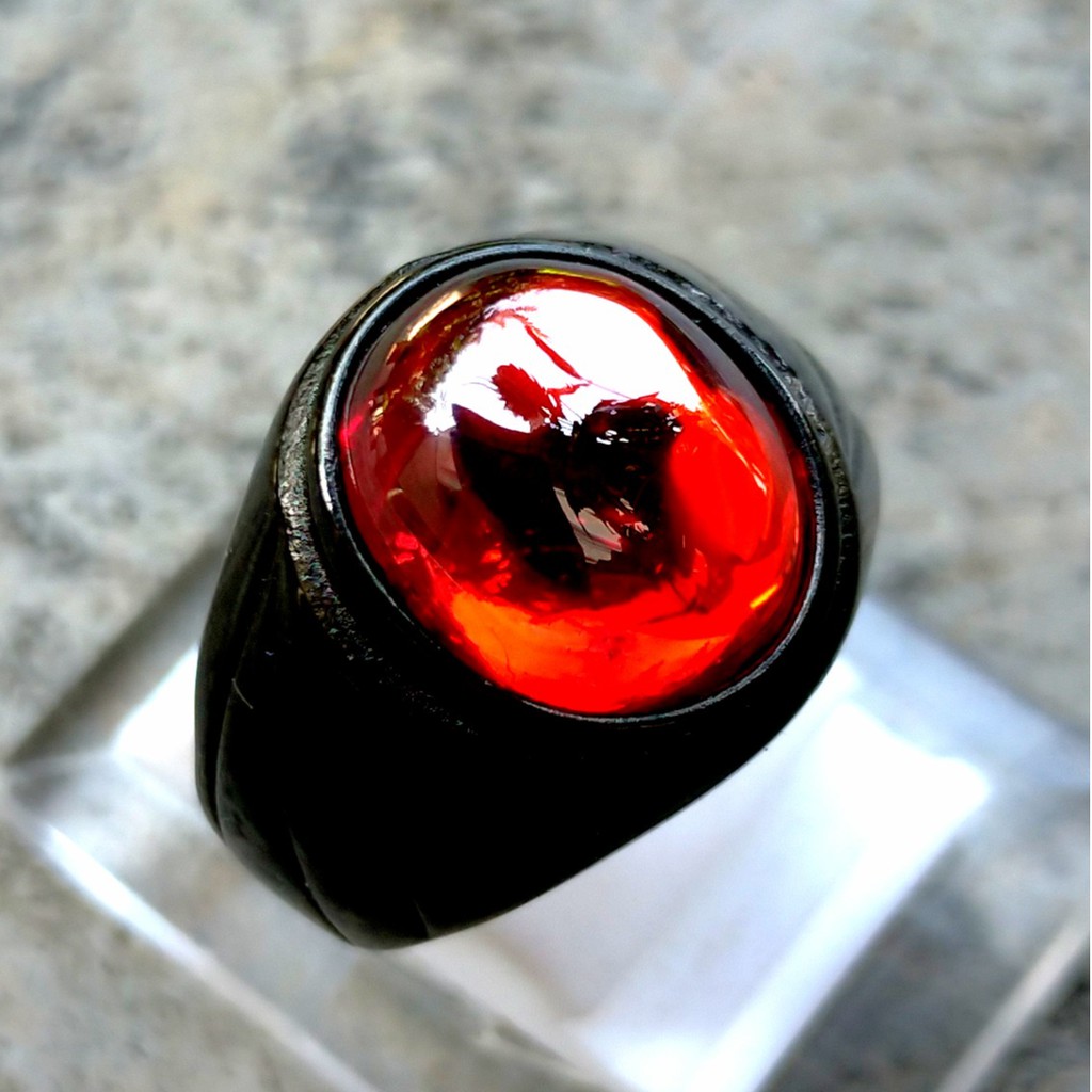 Cincin Hitam Batu Permata Paparaca Crystal