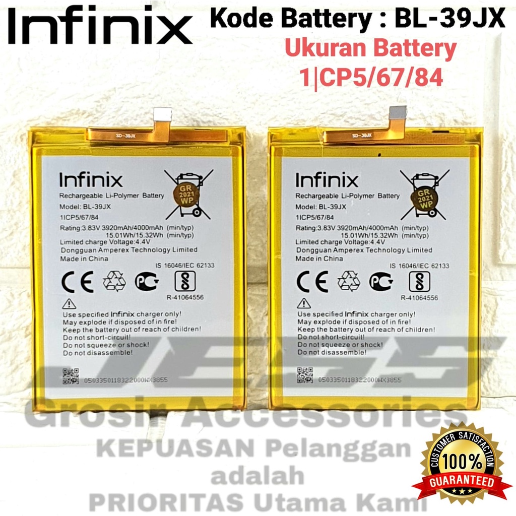 Baterai Original Infinix HOT S3X , X622 &amp; HOT 6X , X623 Kode Battery BL-39JX , BL39JX