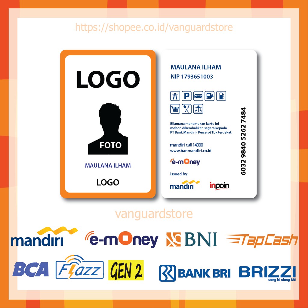 KARTU E MONEY E TOLL ID CARD LIS JINGGA MANDIRI 6 EMONEY MANDIRI FLAZZ BCA TAPCASH BRIZZI BRI-2 SISI