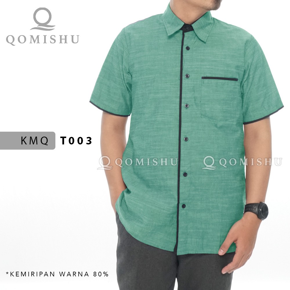 Kemeja Kasual Pria Slim Fit Simpel Modern KMQ QOMISHU