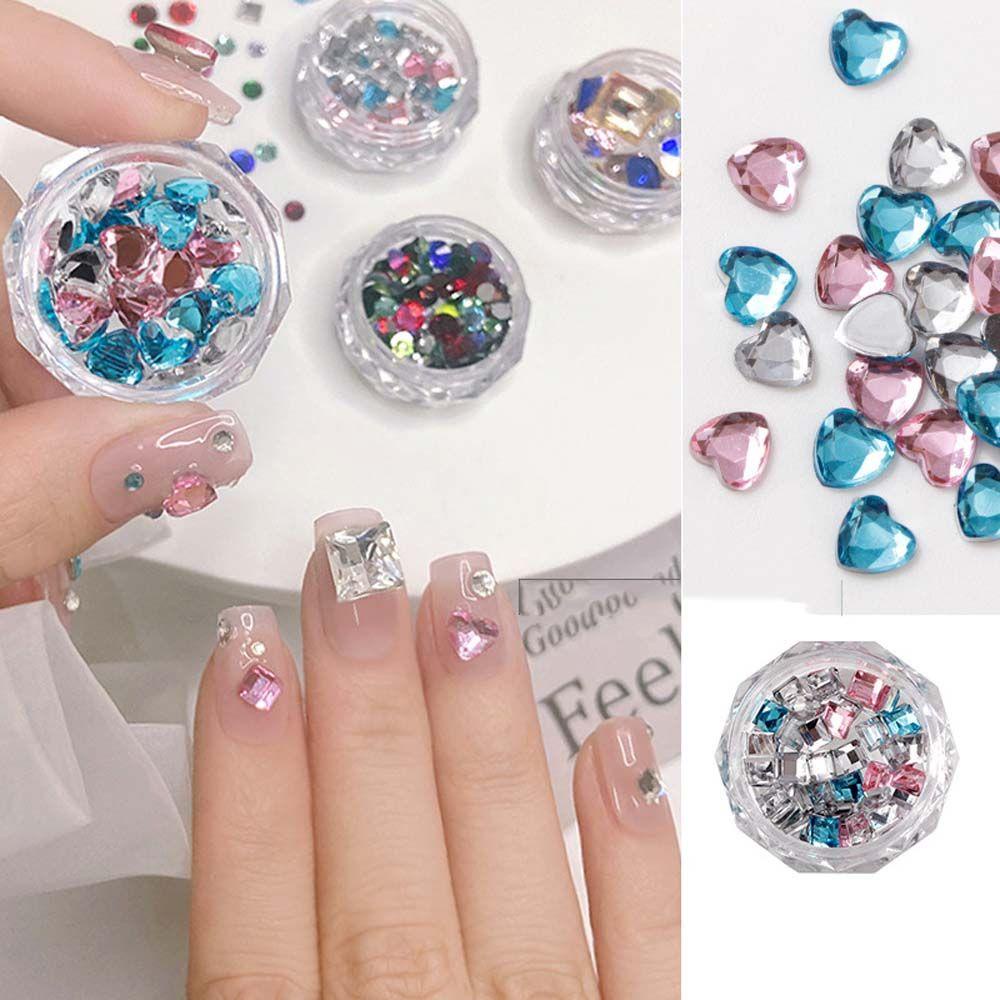 AUGUSTINA Augustina Dekorasi Nail Art DIY Super Flash Manicure Aksesoris Warna Campur Kristal Perhiasan Kuku Hiasan Kuku