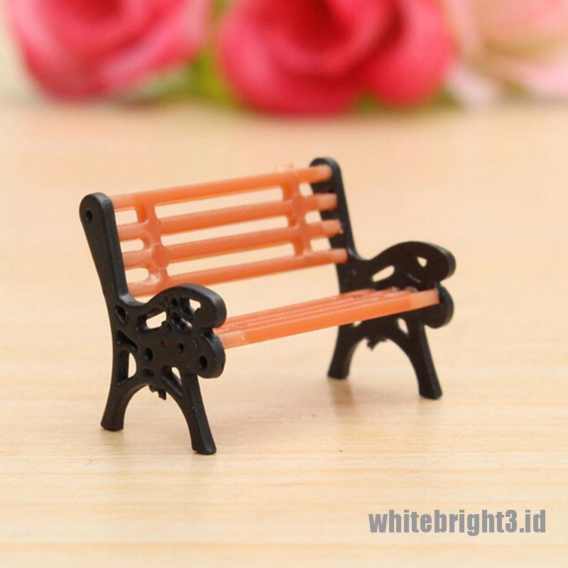 (white3) Miniatur Bangku Taman Untuk Dekorasi Rumah Boneka