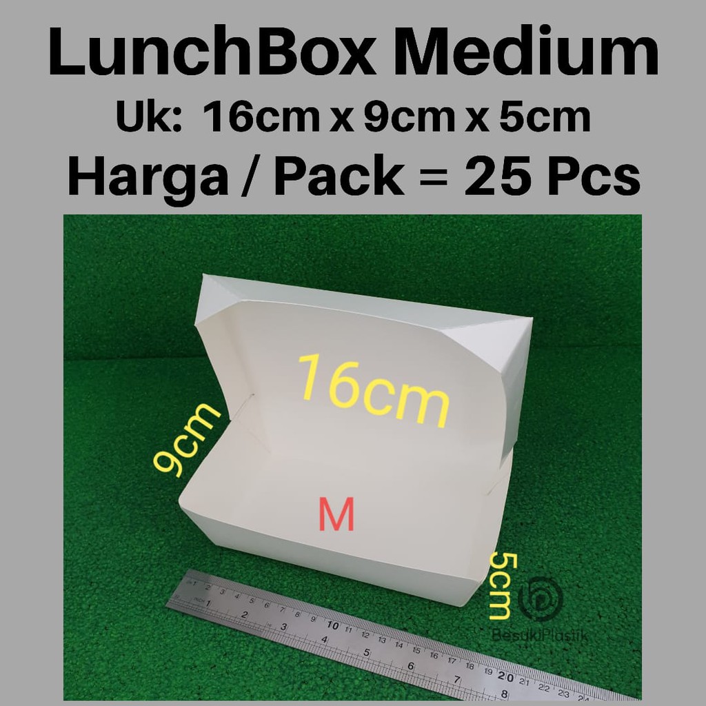 Paper LunchBox M / LunchBox M Polos Food Grade Laminated, Box Nasi Kertas, Dus Nasi Catering