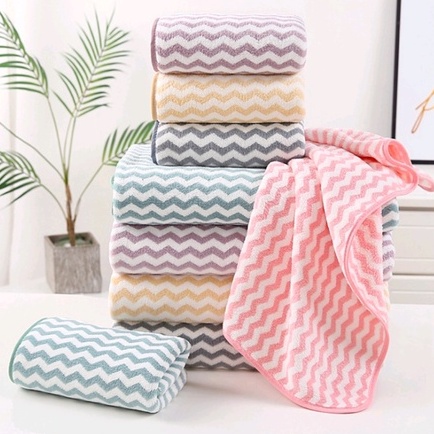 Handuk Mandi Microfiber Zigzag 35x75cm 50x100 70X140cm Handuk Dewasa Handuk Anak Bayi Lembut Import