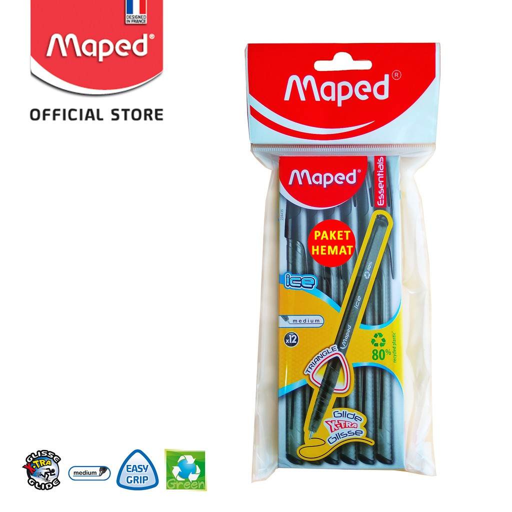 

Maped Pen Ball Cap Green Ice - Black set 12 in OPP