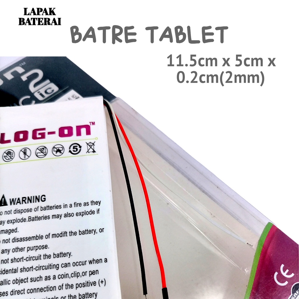 LOG - ON Baterai TABLET Universal LO3046115 3.7V 3 Kabel - batre TAB uni battery ORIGINAL