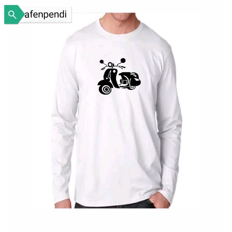 kaos pespa dewasa lengan panjang pria size m l xl baju motif vespa