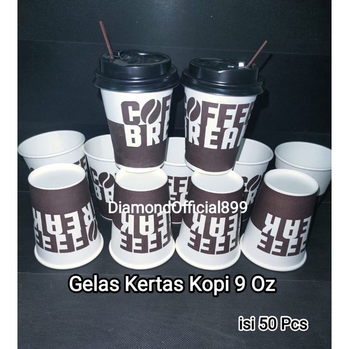 Paper Cup 9 Oz Motif Isi 50pcs / Gelas Kertas Kopi