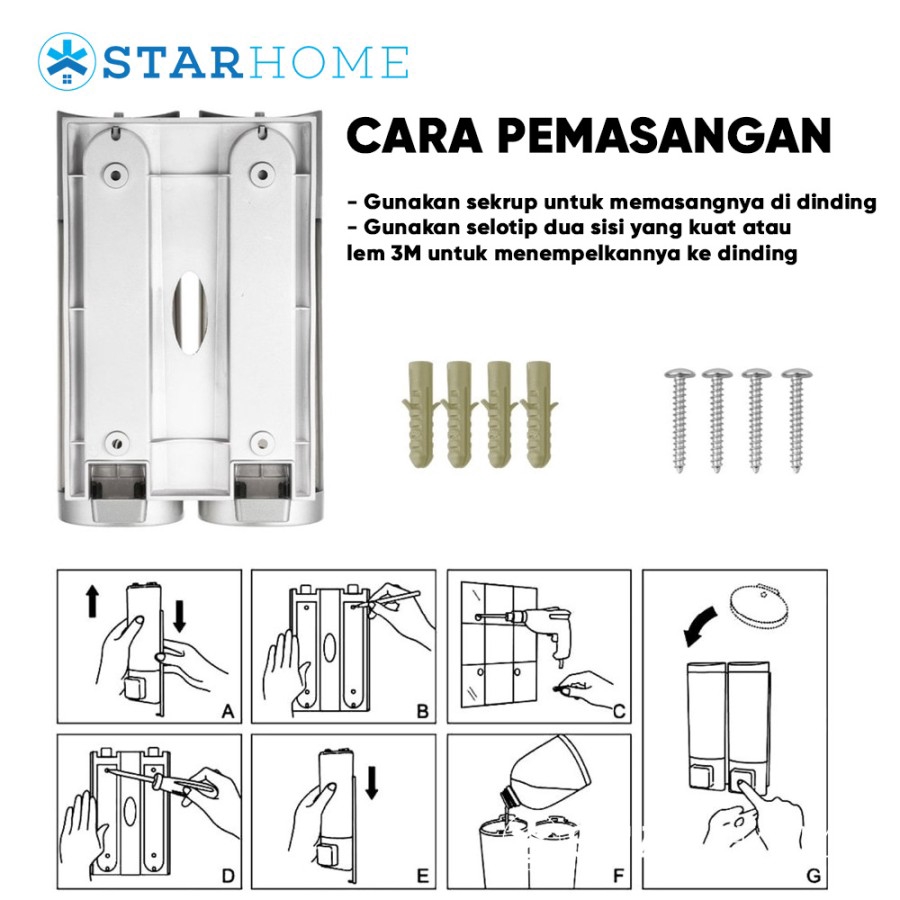 Dispenser Sabun Cair Sanitizer Gel StarHome 400ml Tempat Sabun Cair Soap Dispenser Hand Sanitizer