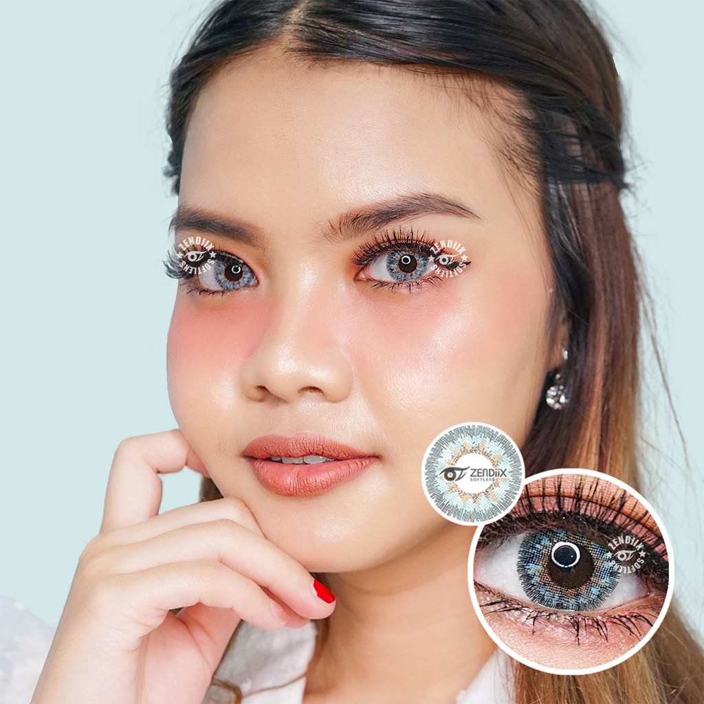 Softlens ANUNA Warna GREY BLUE Normal Beda Minus