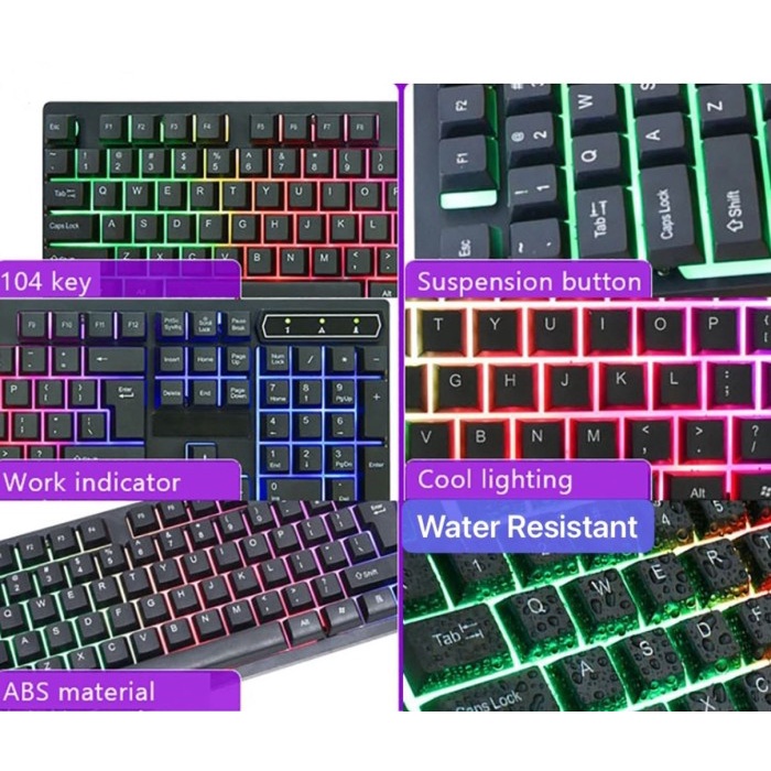 Keyboard Professional Gaming Kabel KR-6300 RGB Backlit Lampu