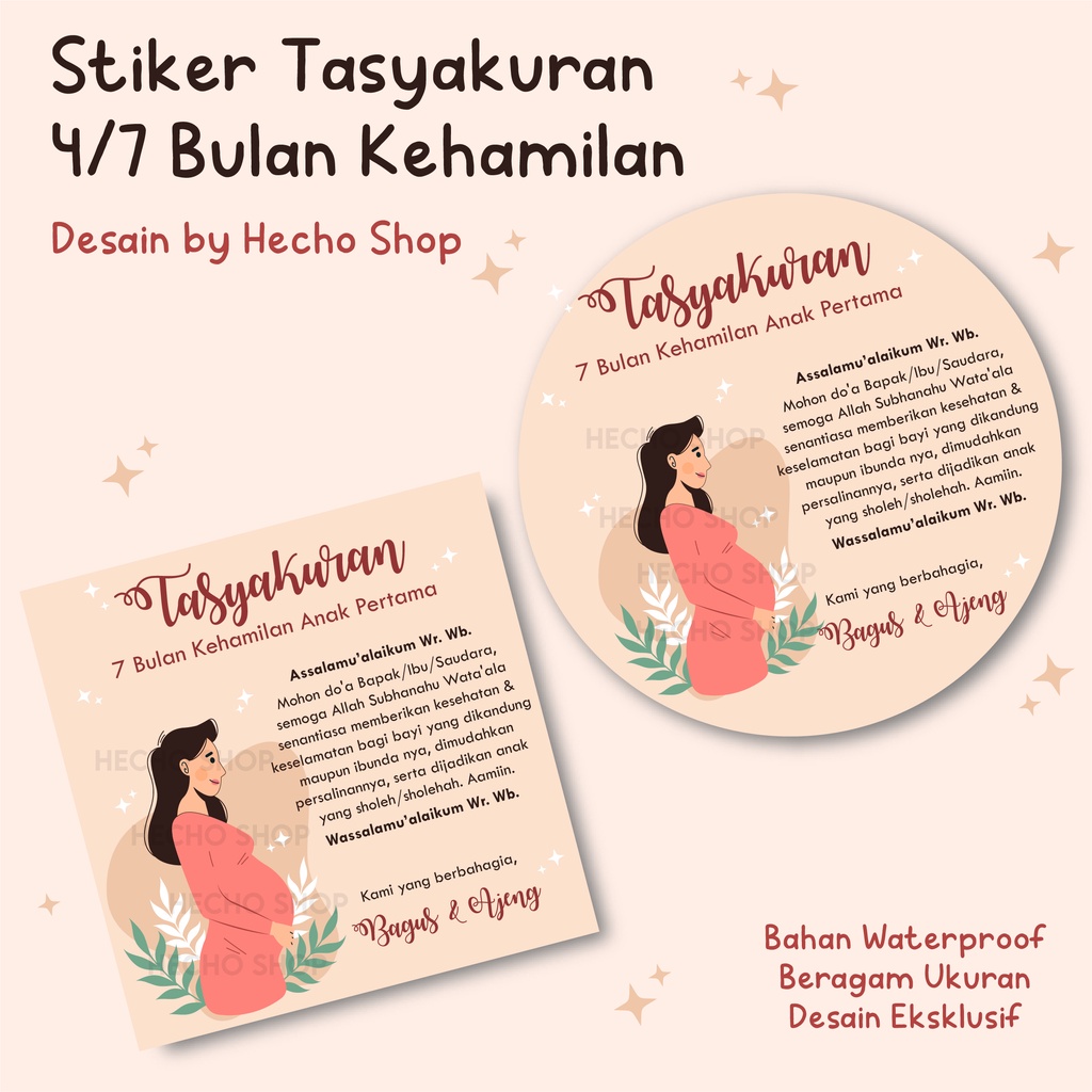 Jual Kartu Tasyakuran 7 Bulanan Stiker 7 Bulanan Keha 