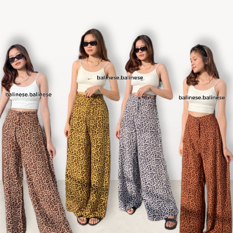 Celana Kulot Panjang Highwaist Leopard XL