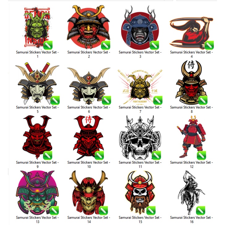 Samurai Stickers Set Vector For CorelDraw