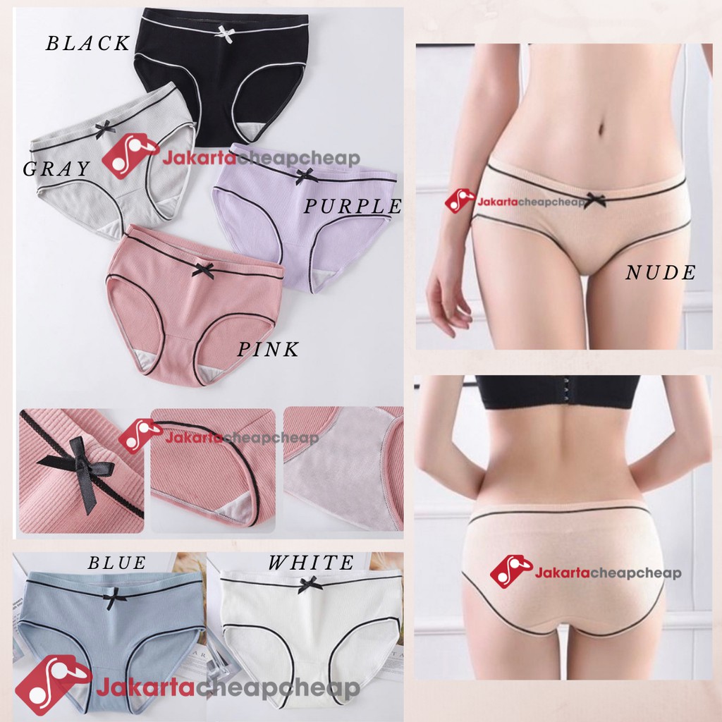 JC089 Celana Dalam Wanita Panty Cewek Pita Nyaman Polos Lucu Underwear