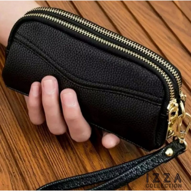 Dompet Hp Dan Uang Wanita Panjang KOREAN STYLE 3 Ruang Resleting Anti Air Hanging Wallet Handbag Pouch import Papirut makeup Kosmetik paspor ID card