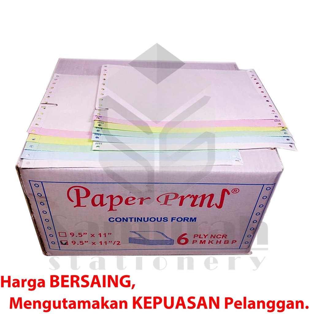 

H7Y Kertas Continuous Form Paper Prins 9,5 x 11" ( Full ) Atau 9,5 x 11/2 " ( Bagi 2 ) K6 Ply NCR