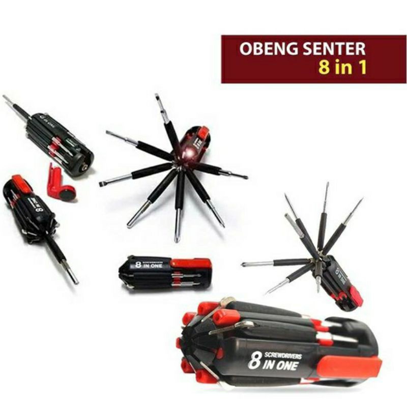 OBENG 8 IN 1 MULTIFUNGSI SERBAGUNA TOOL SET SCREWDRIVER SENTER PENERANGAN SERVIS ELEKTRONIK |4009