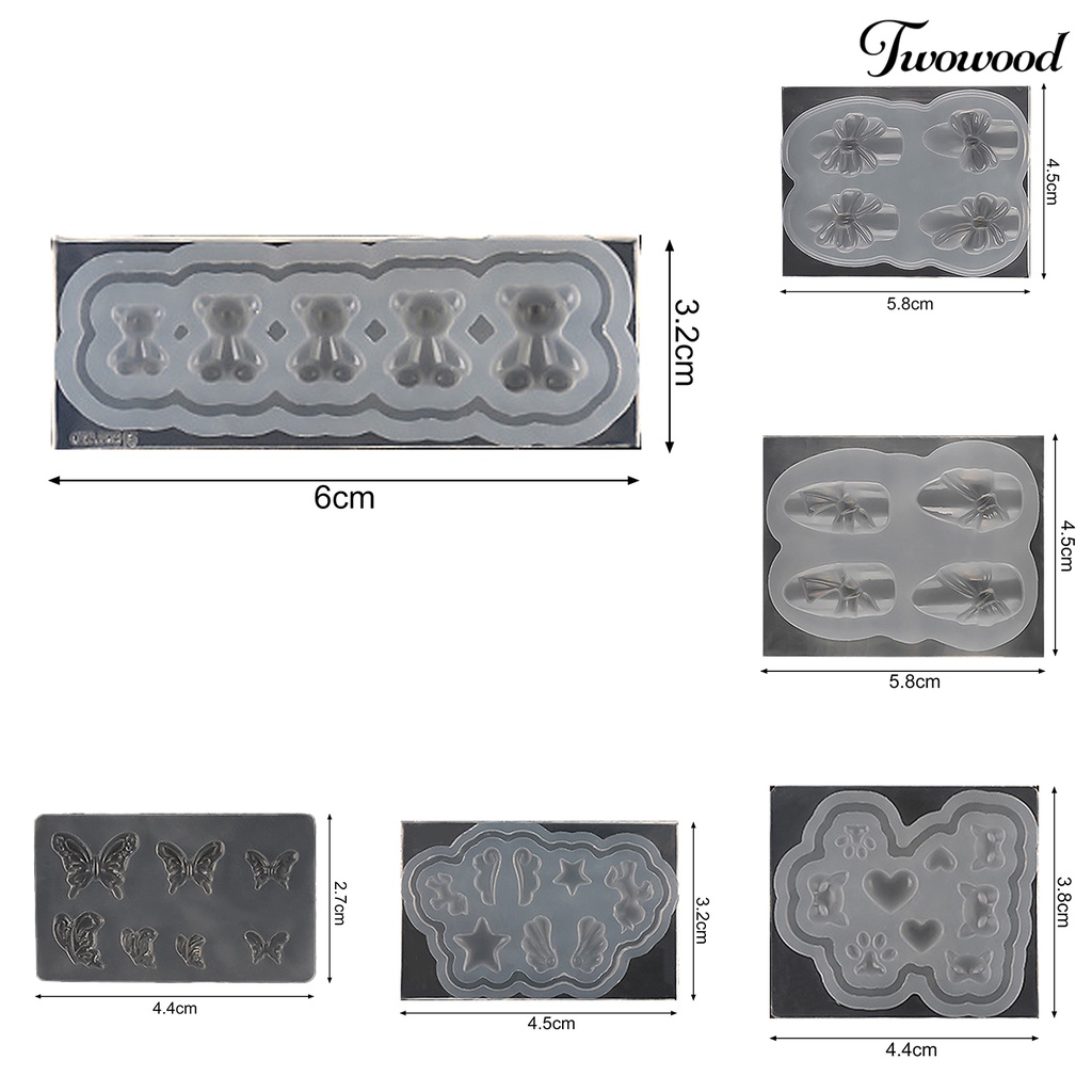 Alat Cetakan Ukiran Kuku 3D Bentuk Kupu-Kupu Beruang Bahan Silikon Untuk Manicure