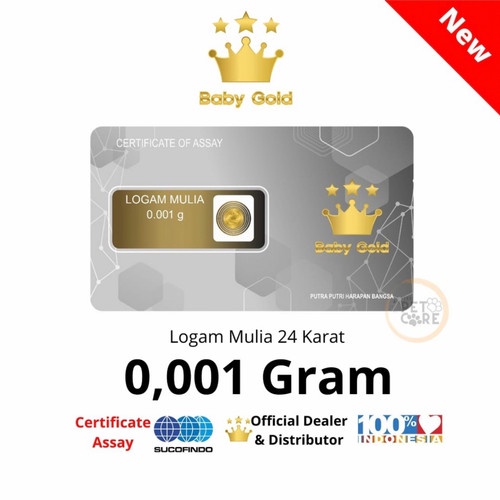 Baby Gold Emas Mini 0,001 gram Emas 24 Karat Babygold