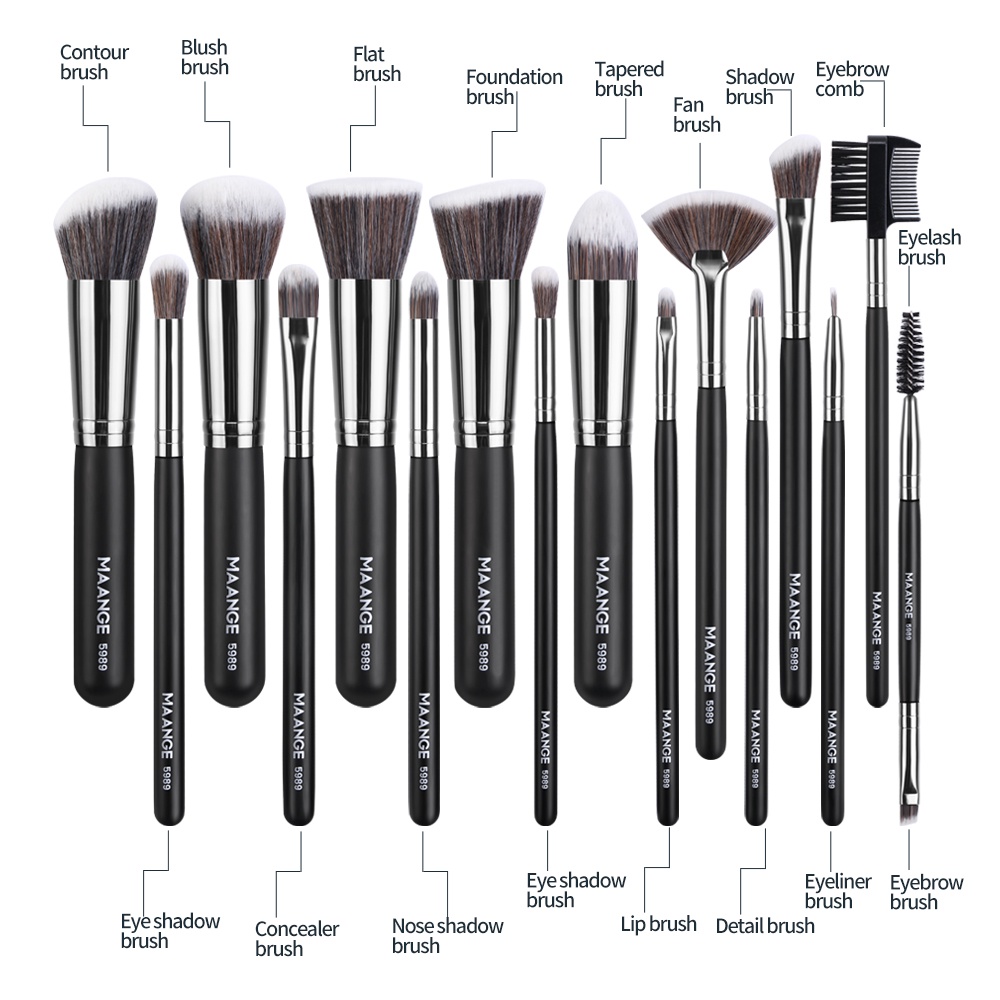 MAANGE 16Pcs Professional Makeup Brush Set Aluminum Tube Super Soft Fluffy Beauty Brushes