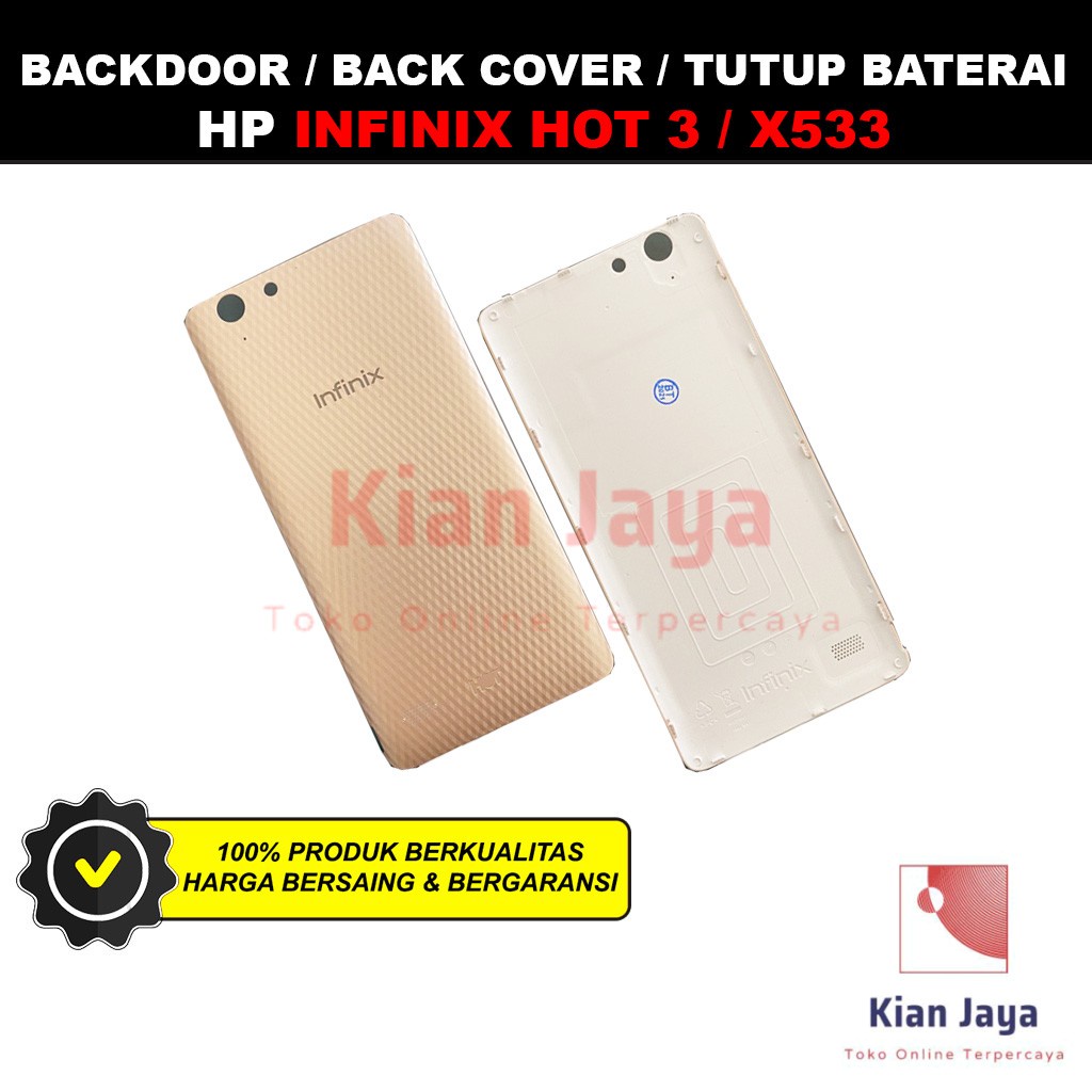 Back Cover Backdoor Infinix Hot 3 X533 Tutup Belakang Baterai Cassing Casing Backcase Original