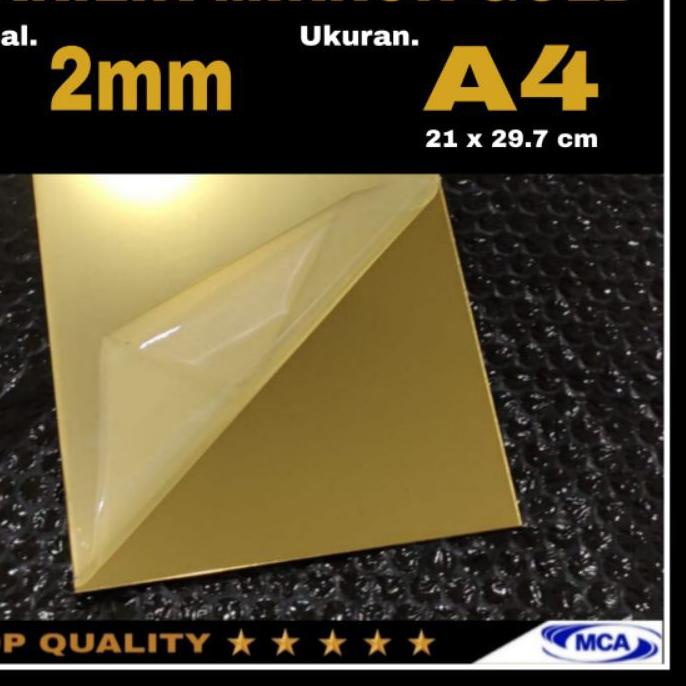 ➧ AKRILIK LEMBARAN GOLD MIRROR A4 / Acrylic Mirror Gold / Laser cutting ✹