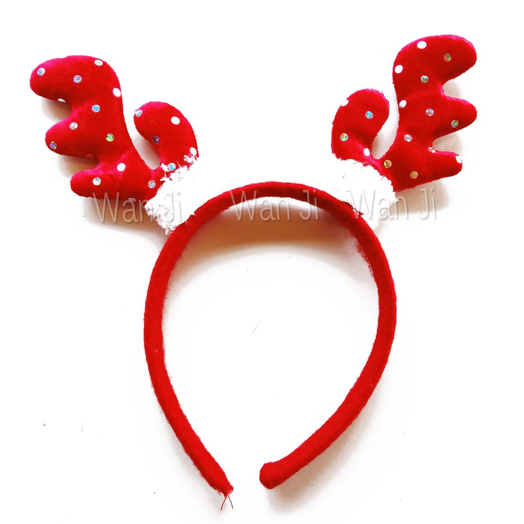 BN-26 Bando Natal Tanduk Rusa Polkadot | Topi Natal | Aksesoris Christmas