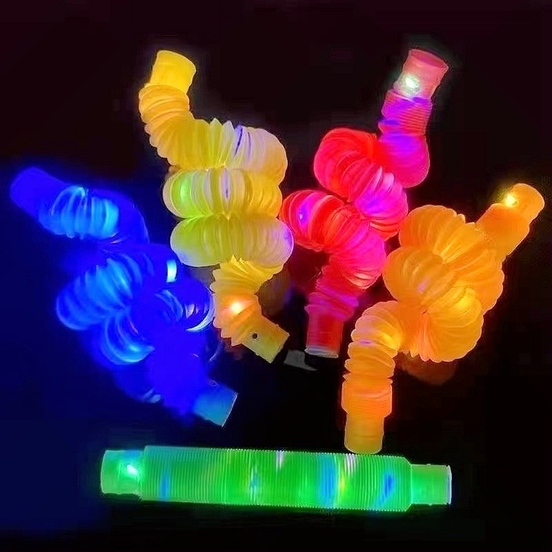 Mainan Anak Light Up Pop Pipes LED / Fidget Pop Tubes Sensory Toys / Mainan Kreasi Selang Pipa Anak / Mainan Kreativitas Anak