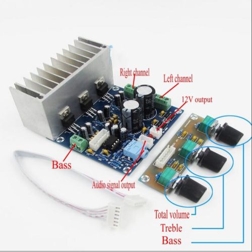 IMPORT 12V TDA2030A power amplifier 2.1 20W*2+30W bass subwoofer Audio amplifier with Volume