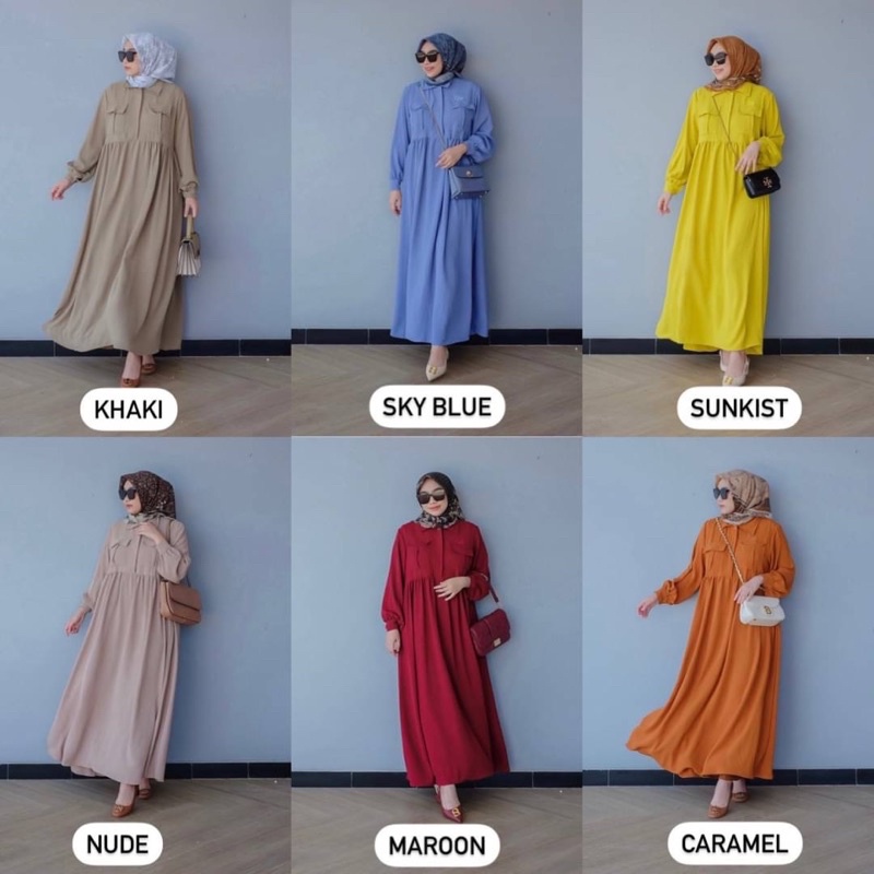 DYN Basic Gaia Dress - Gamis Wanita Simple - Busui Friendly-5