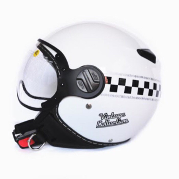 zeus 210 white black vintage hitam putih helm retro M L XL