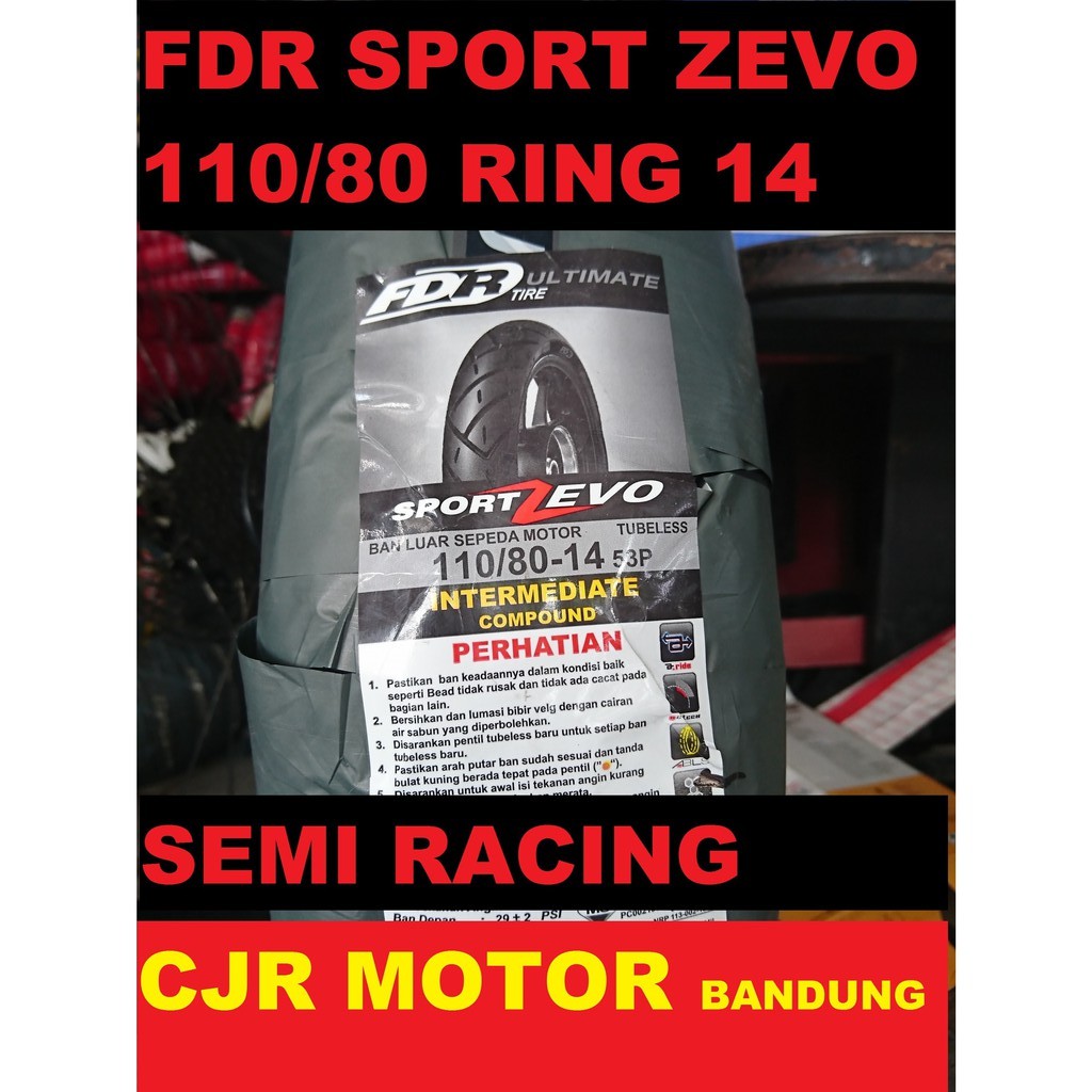 Baru Ban Tubeless FDR Sport Zevo 110/80 ring 14 motor Vario Aerox PCX LEXY Mio Soul GT