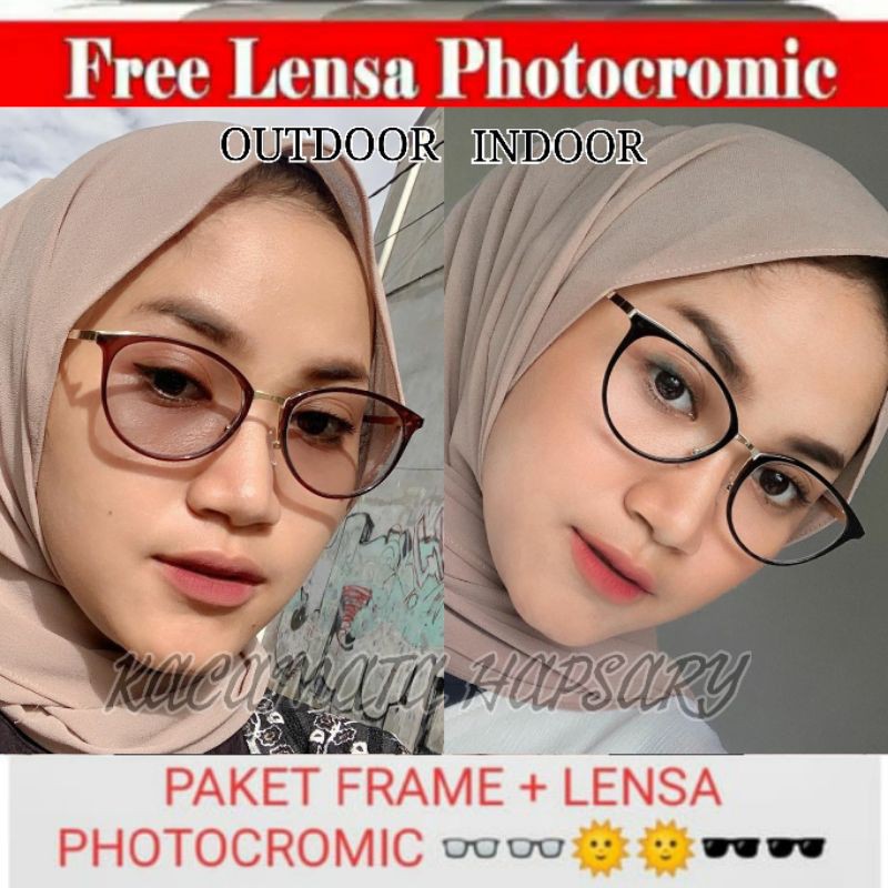 FRAME KACAMATA MINUS ANTI RADIASI | FREE LENSA PHOTOCROMIC | KACAMATA WANITA 1770 | KACAMATA ANTI UV