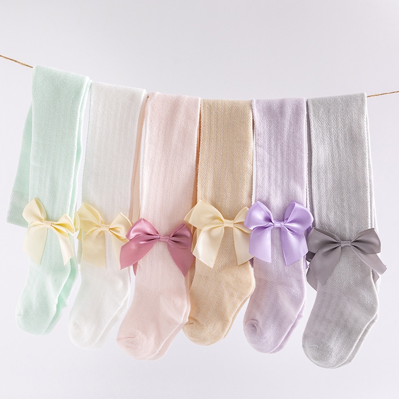 [PRINCESS KESLI] 0-8 Tahun Kaus Kaki Panjang Import Anak Perempuan Pantyhose Hiasan Pita Tersedia Banyak Warna Polos